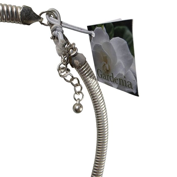 Gardenia Pearl & Black Flower Necklace Adjustable Closure floral statement MOP - Picture 5 of 7